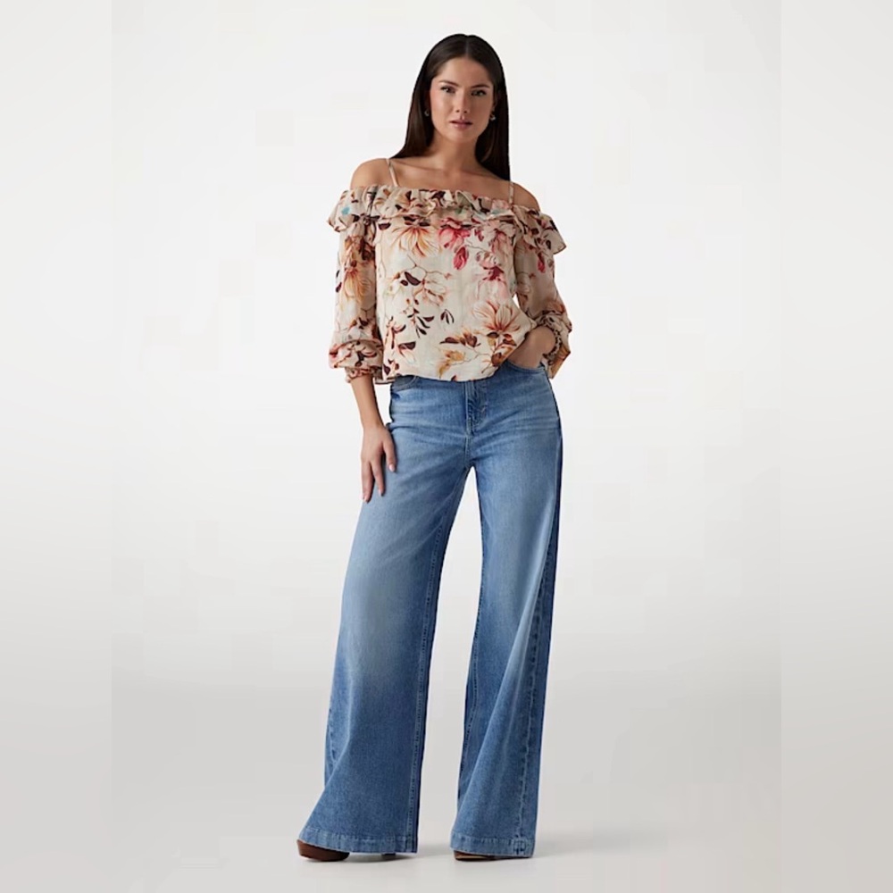 Guess Multicolor Floral Off-Shoulder Blouse